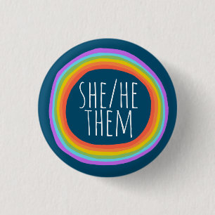 SIE/HE/SIE Pronouns farbenfroher Regenbogenkreis Button