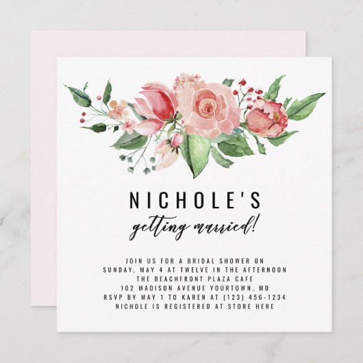 sie heiratet! Brautduscheinladung Save The Date (Vorne/Hinten)