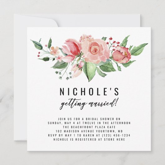 sie heiratet! Brautduscheinladung Save The Date (Vorderseite)