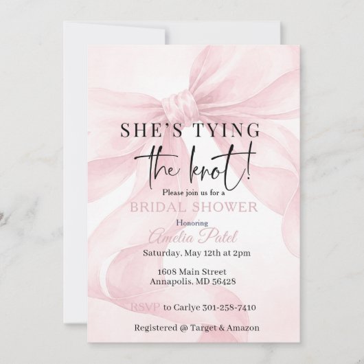 Sie heiratet, Eleganter Rosa Bogen Einladung (Vorderseite)