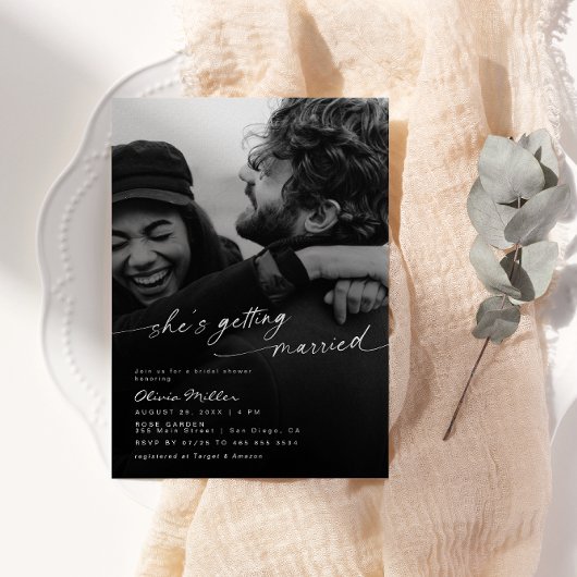 Sie heiratet Foto Brautparty Einladung