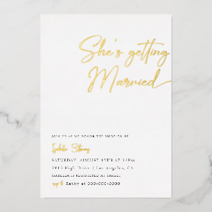 Sie heiratet Minimalistische Brautparty Folieneinladung