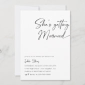 Sie heiratet Minimalistisches Brautparty Einladung (Vorderseite)