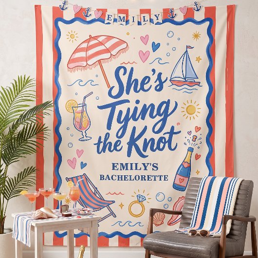 Sie heiratet - Nautical Bachelorette Wandteppich