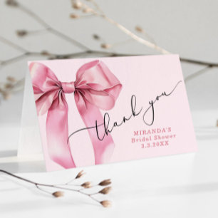 Sie heiratet Pink Bow Brautmode  Dankeskarte