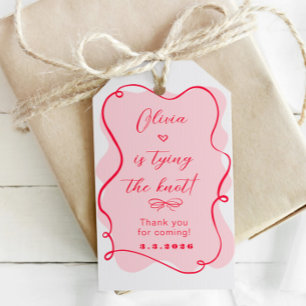 Sie heiratet Retro-Rosa und Rot Danke Geschenkanhänger