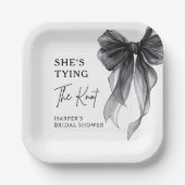 Sie heiratet Schwarze Schleife Brautparty Pappteller (Vorderseite)