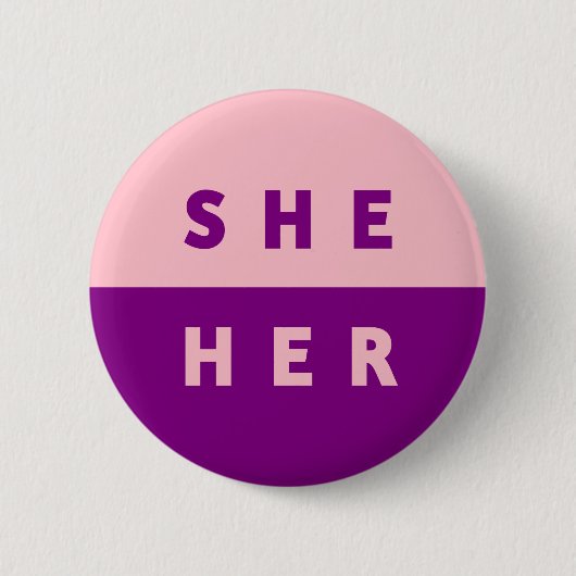 SIE/HER Pronouns farbenfroh rosa Lila Button (Vorderseite)