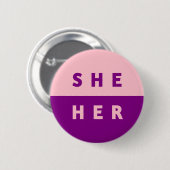 SIE/HER Pronouns farbenfroh rosa Lila Button (Vorne & Hinten)