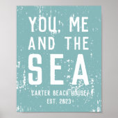 Sie, ich und das Personalisierte Strandhaus am Mee Poster (Vorne)