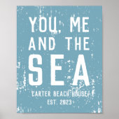 Sie, ich und das Personalisierte Strandhaus am Mee Poster (Vorne)