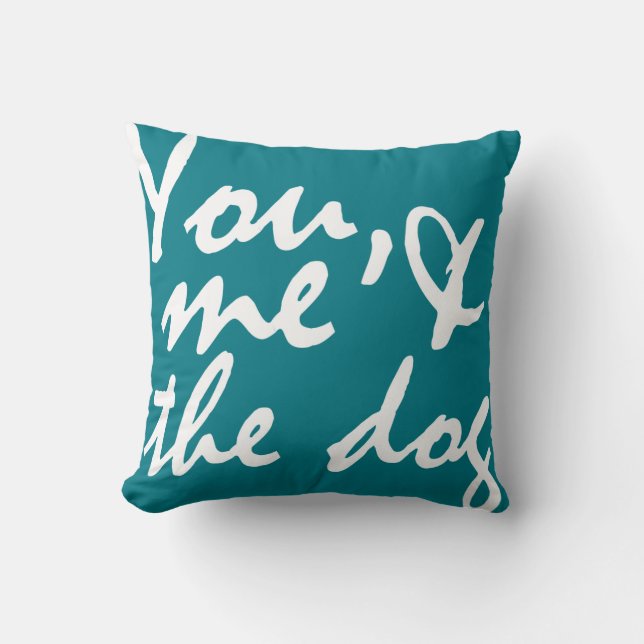 Sie, ich und der Hund - farbenfrohe Kissen (Vorderseite)