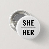 Sie ihr Geschlecht Pronouns Schwarz-weiß lgbtq Sto Button (Vorne & Hinten)