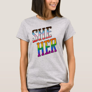 Sie / Ihr Progress Pride Pronomen T-Shirt
