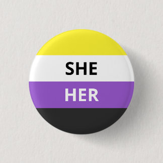 Sie/ihr Pronomen-Nicht-Binäres Flaggen-Abzeichen Button