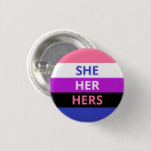 Sie/ihr Pronomina Genderfluid Flaggen-Abzeichen Button (Vorne & Hinten)