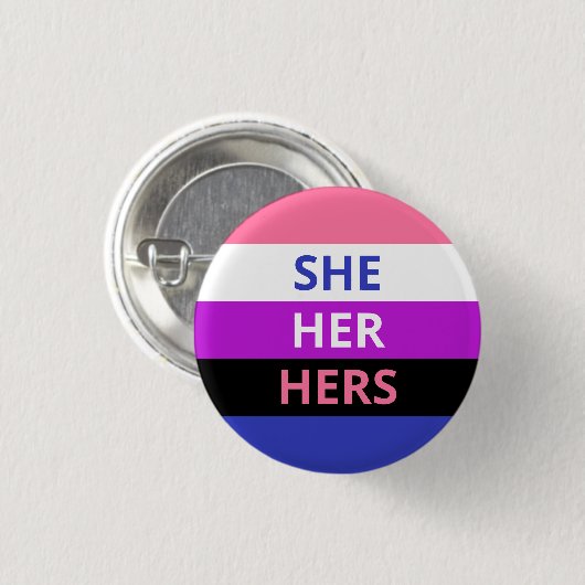 Sie/ihr Pronomina Genderfluid Flaggen-Abzeichen Button (Vorne & Hinten)