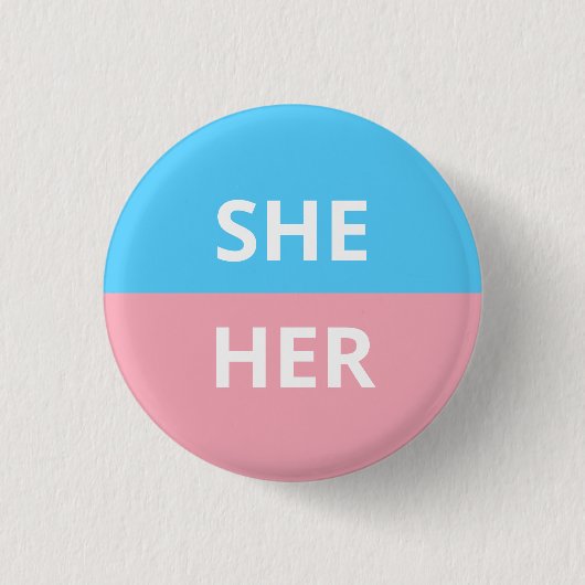 Sie/ihr Pronominatransgender-Abzeichen Button (Vorderseite)