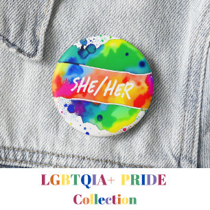 Sie/ihr Pronos-Regenbogen Button