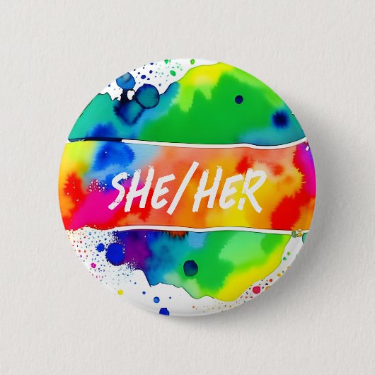 Sie/ihr Pronos-Regenbogen Button (Vorderseite)