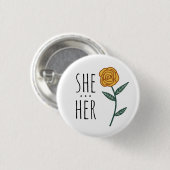 SIE/IHR Pronouns Gold Rose CUSTOM Button (Vorne & Hinten)
