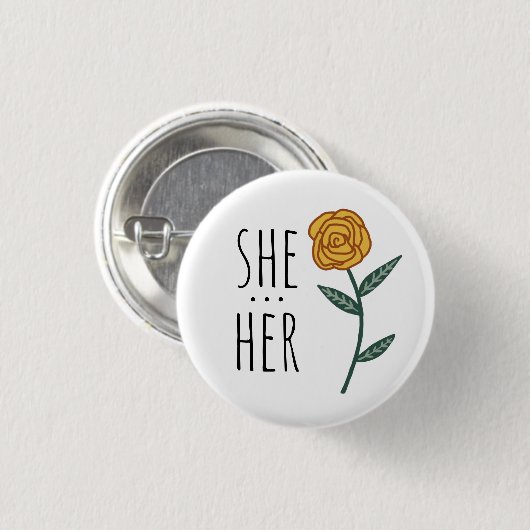 SIE/IHR Pronouns Gold Rose CUSTOM Button (Vorne & Hinten)