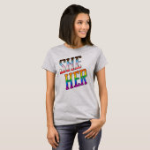 Sie / ihr T - Shirt für Fortschritt mit Pronounen (Vorne ganz)