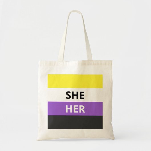 Sie/ihre Pronomen-Nicht-Binäre Tragetasche (Vorne)