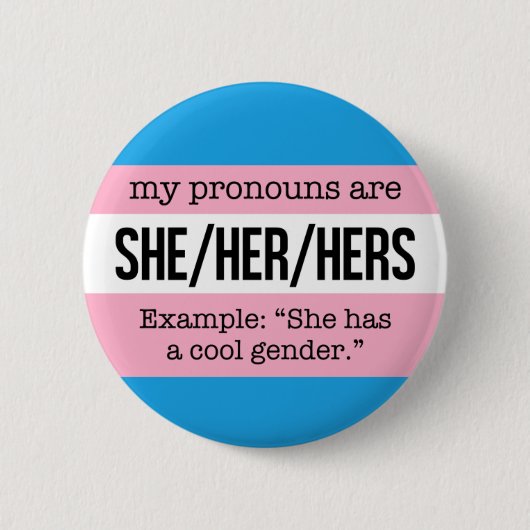 Sie/ihre Pronomen - Transgender-Flagge Button (Vorderseite)