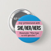 Sie/ihre Pronomen - Transgender-Flagge Button (Vorne & Hinten)