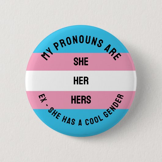Sie/ihre Pronomen - Transgender-Flagge Button (Vorderseite)