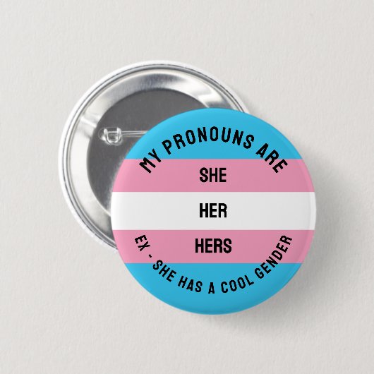 Sie/ihre Pronomen - Transgender-Flagge Button (Vorne & Hinten)