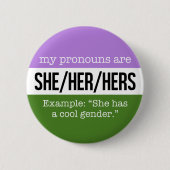 Sie/ihre Pronomina - Genderqueer Flagge Button (Vorderseite)