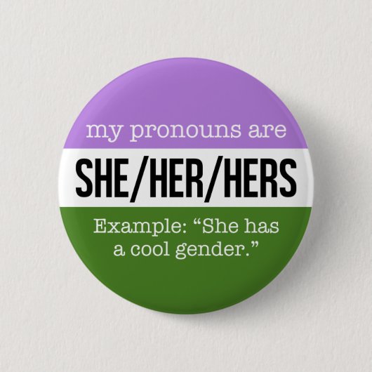 Sie/ihre Pronomina - Genderqueer Flagge Button (Vorderseite)