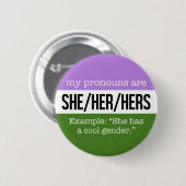 Sie/ihre Pronomina - Genderqueer Flagge Button (Vorne & Hinten)