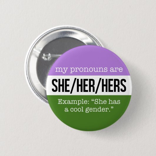 Sie/ihre Pronomina - Genderqueer Flagge Button (Vorne & Hinten)