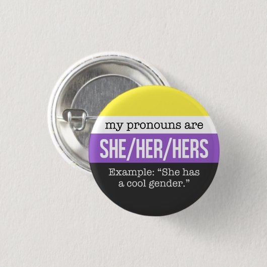 Sie/ihre Pronomina - Nonbinary Flagge Button (Vorne & Hinten)