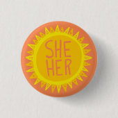 SIE / IHRE Pronouns Sonnenschein Pride Handschrift Button (Vorderseite)