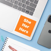 Sie ihre Pronouns Vinyl Sticker (Laptop mit iPhone)