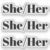 Sie, Ihre, schwarzen Briefe - 3 Aufkleber pro Blat (Vorderseite)