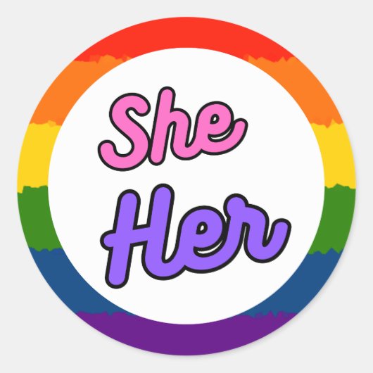Sie ihren Stolz Rainbow Prounoun Stickers (Vorderseite)