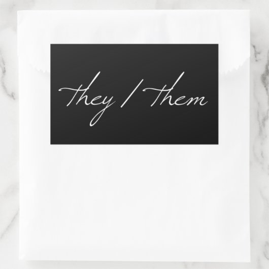 Sie in Script-Schriftart Rechteckiger Aufkleber (Tasche)