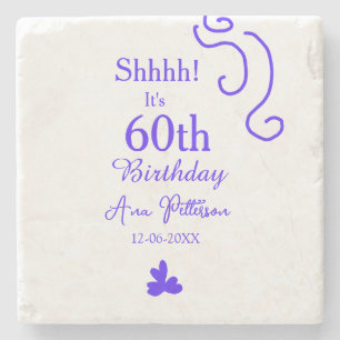 Sie ist 60. Geburtstag hinzufügen Namen lila Spani Steinuntersetzer