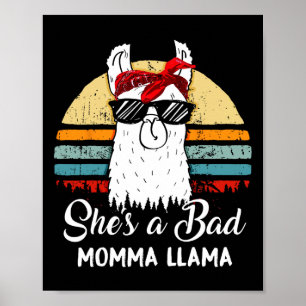 Sie ist A D Momma Llama Funny Retro Vintag Mama Poster