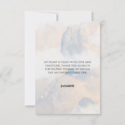 Sie ist auf Cloud 9 Brautparty Dreamy Sky Pastel Dankeskarte (Rückseite)