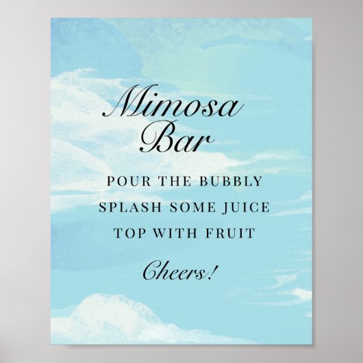 Sie ist auf Cloud 9 Brautparty Mimosa Bar Sign Poster (Vorne)