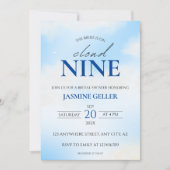 Sie ist auf Cloud 9 Dreamy Brautparty Soft Blue Einladung (Vorderseite)