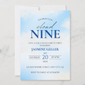 Sie ist auf Cloud 9 Dreamy Brautparty Soft Blue in Einladung (Vorderseite)