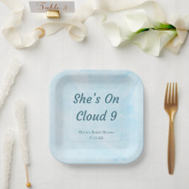 Sie ist auf Cloud 9 Dreamy Sky Blue Brautparty Pappteller