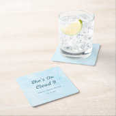 Sie ist auf Cloud 9 Dreamy Sky Blue Brautparty Rechteckiger Pappuntersetzer (Vor Ort)